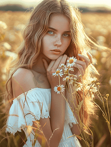 鲜花模特摄影照片_夏天户外抱着鲜花等人的女孩