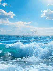 蓝色夏日海洋夏季海浪摄影图
