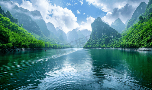 郴州小东江夏天风景山川河流湖南