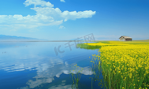 大气摄影图摄影照片_青海夏天西宁湖边青海湖摄影图