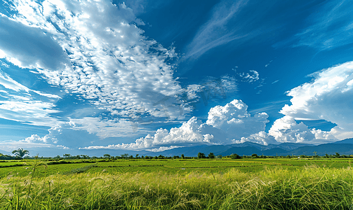 自然风景正午蓝天白云天空仰拍摄影图