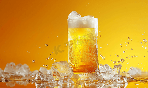 冰块摄影照片_夏日冰块啤酒冷饮摄影图