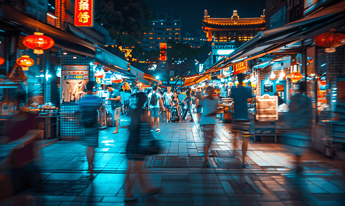 上海夏日夜市摄影图