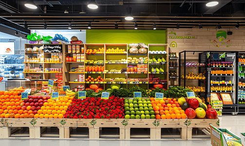 夏季健康超市摄影图
