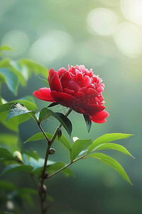 大红摄影照片_春天摄影图红色花朵写真照片