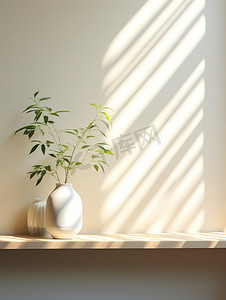 绿植墙摄影照片_阳光照进来的房间白墙高清图片