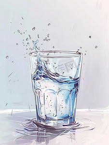 玻璃杯的纯净水飞溅图片