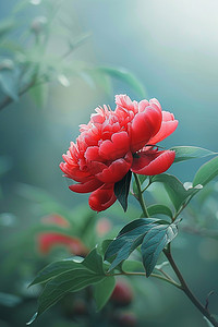 红色花朵春天摄影图写真照片