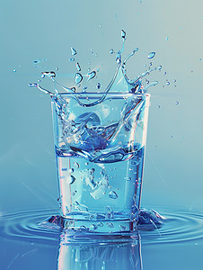 纯净水摄影照片_玻璃杯的纯净水飞溅高清摄影图