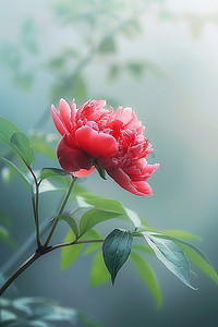 红色春天花朵摄影图写真照片