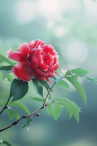春天红色花朵写真摄影图照片