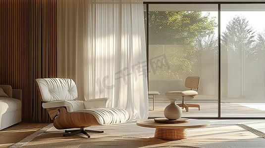 窗帘窗帘摄影照片_现代北欧风格的客厅高清图片