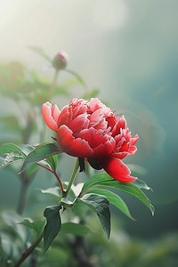 红色花朵摄影图写真春天照片