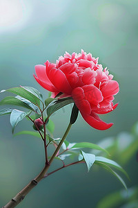 春天红色花朵摄影图写真照片