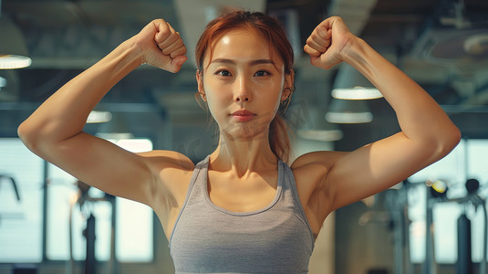 韩国女生摄影照片_健身房里锻炼的女生图片