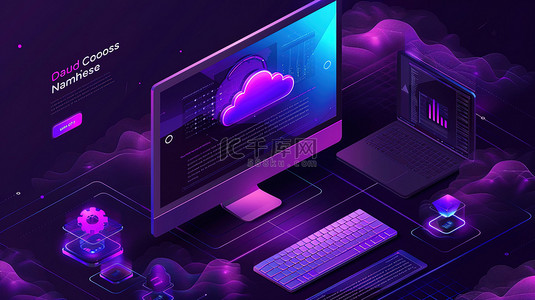 云计算云科技背景图片_云计算面页设计紫色