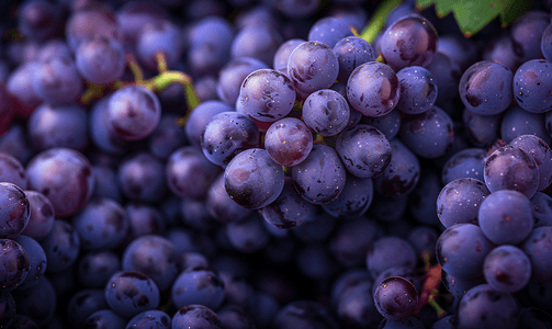 意大利葡萄酒摄影照片_近距离观看意大利北部皮埃蒙特山丘上的红葡萄(内比奥洛葡萄品种)。