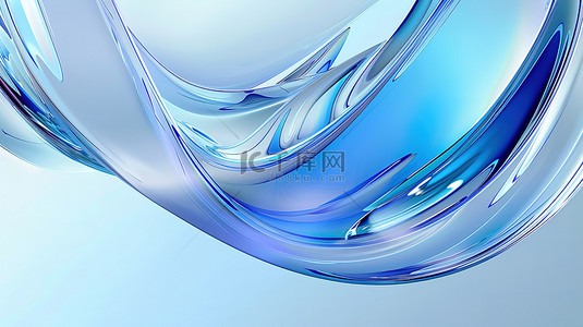 蓝色飘带背景图片_水晶透明玻璃蓝色飘带素材