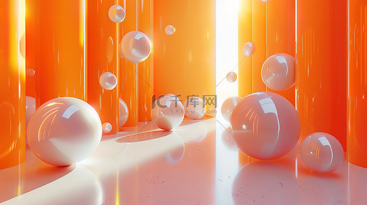 橙背景图片_橙白色空间阶级电商展台背景