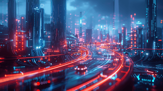 城市背景图片_未来科技数据城市夜晚灯光的背景