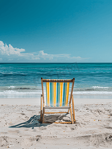 沙滩椅摄影照片_度假中的沙滩椅下午儿童沙滩椅沙滩度假摄影图