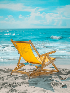 度假中的沙滩椅下午儿童沙滩椅沙滩度假摄影图