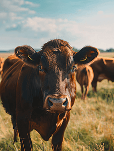 牧场牛群夏季牛群夏季素材摄影图