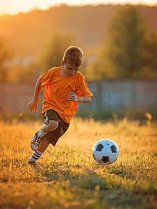 世界杯摄影照片_男孩踢足球足球球。青少年足球足球运动员