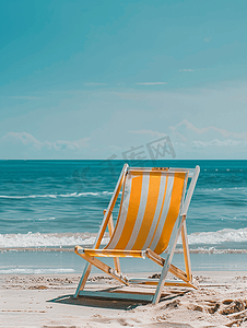 度假中的沙滩椅下午儿童沙滩椅沙滩度假摄影图
