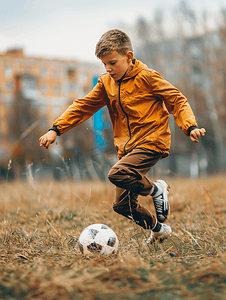 世界杯足球足球摄影照片_男孩踢足球足球球。青少年足球足球运动员