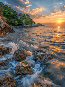 土耳其风景海上夕阳