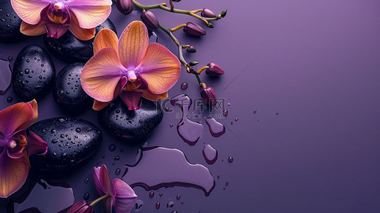 紫色背景图片_紫色花朵合成创意素材背景