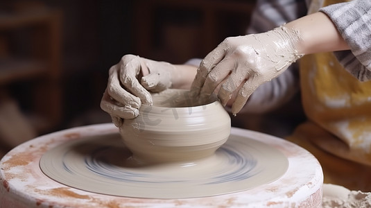 陶瓷制陶过程制作高清图片