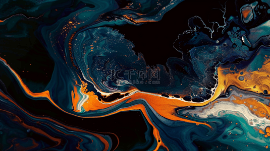 深色新中式流体液体抽象山河纹理背景图