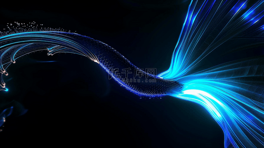 科技蓝色抽象轻灵飘逸光线粒子光效素材