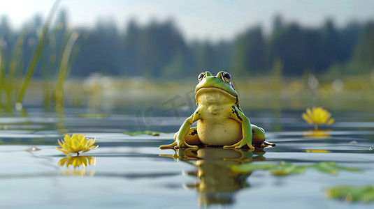 青蛙小青蛙摄影照片_水塘里的青蛙图片