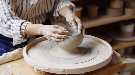 陶瓷制陶过程制作摄影配图