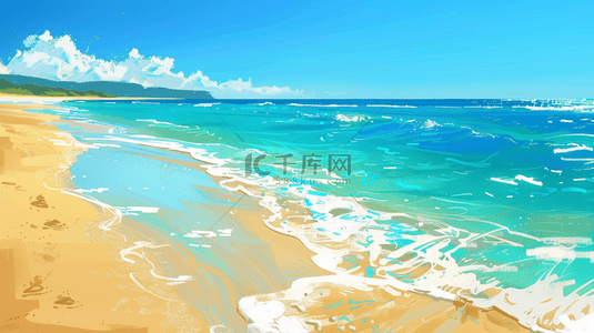 海洋背景图片_夏季海洋沙滩风景简约背景