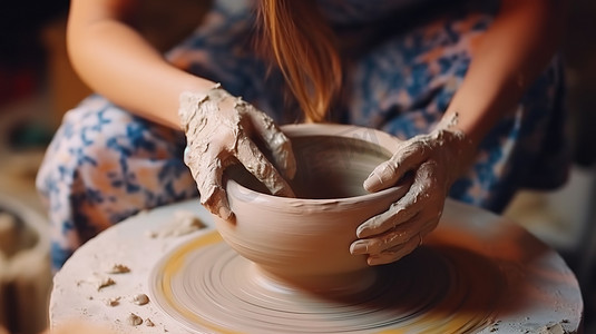 陶瓷制陶过程制作摄影照片
