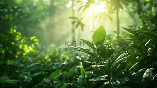 早晨的太阳背景图片_太阳阳光下照耀树叶花朵的背景