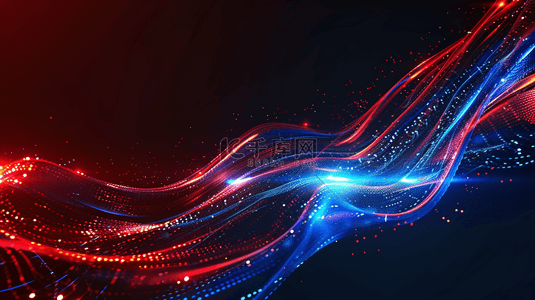 红蓝光效背景图片_蓝红色商务科技抽象粒子波形光线光效背景图