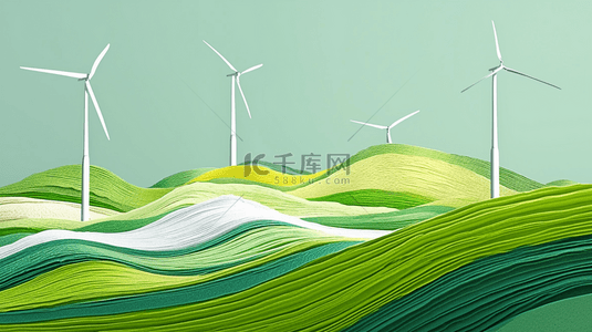 纸风车墙背景图片_绿色科技新能源风车背景
