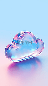 透明图标背景图片_蓝色三维科技透明玻璃3D云图标设计