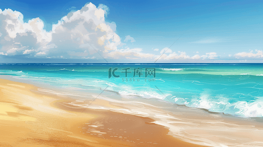 蓝天海浪沙滩背景图片_清新唯美大海海浪沙滩的背景