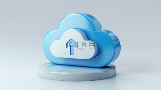 科技云蓝色磨砂玻璃3D云图标背景图片