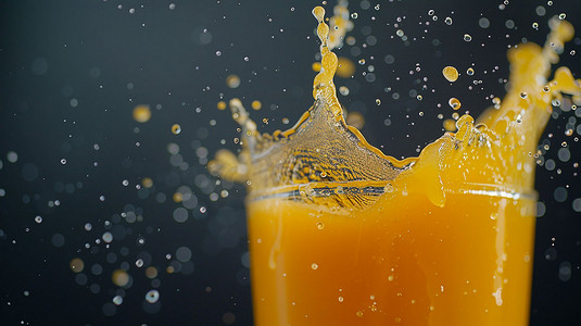 创意橙汁海报摄影照片_鲜润橙汁立体描绘摄影照片