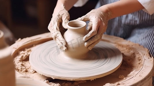 陶瓷制陶过程制作高清摄影图