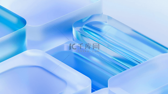 3d商务科技背景图片_蓝色清透磨砂3D玻璃界面背景