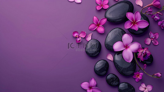 紫色背景图片_紫色花朵合成创意素材背景