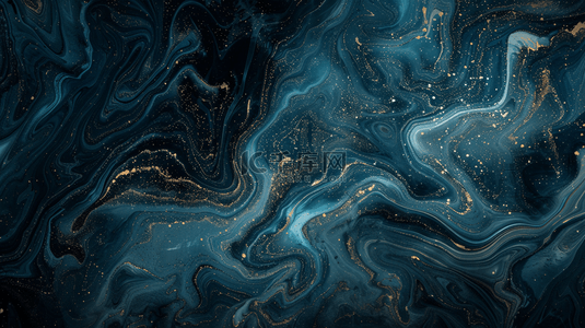 流体液态背景图片_蓝金深色新中式鎏金流体抽象山川纹理背景图